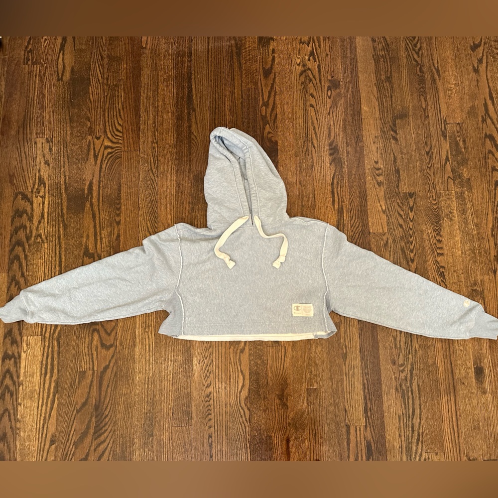 Champion Reverse Weave Natural state cropped hoodie sweatshirt size small